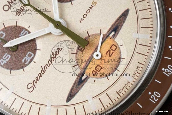 0309 Speedmaster Misson To Saturn 1:1 Best Edition Beige Dial On Nylon Strap Quartz Casual 7861